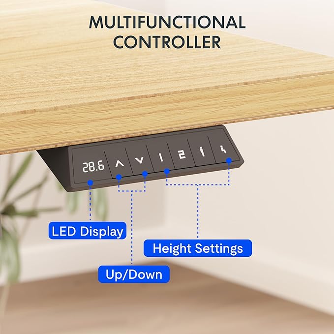 FLEXISPOT EN2 Whole-Piece Standing Desk with Clamp Power Strip, 55 x 28 Electric Stand Up Height Adjustable Desk with Cable Management (Gray Frame + 55" Maple Top, 2 Packages)