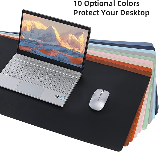 Desk Pad Blotter,Wolaile 36x17 in Large PU Leather Mouse Pad,Waterproof Non-Slip Writing Desktop Protector Mat,Office Desk Accessory,Brown