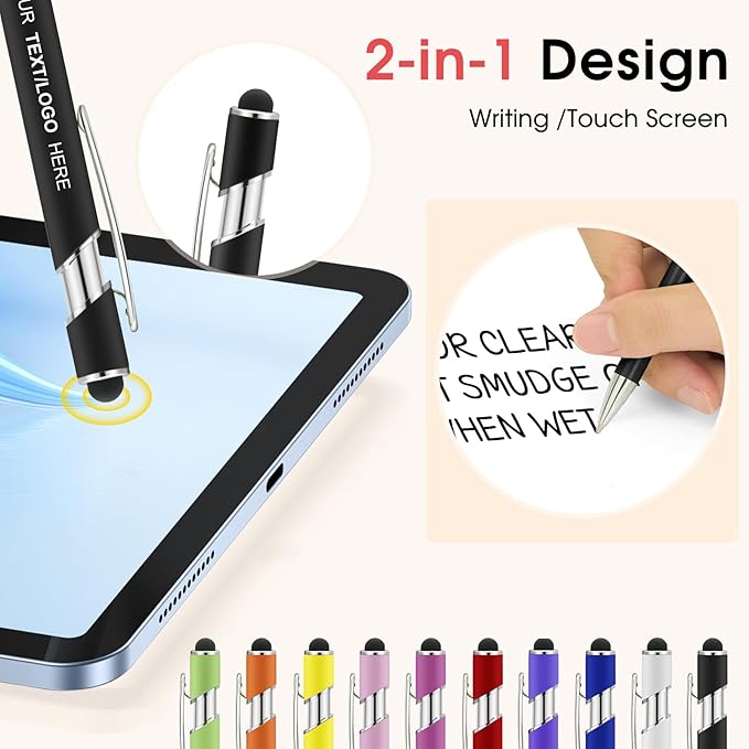 ENOMY Personalized Pens Bulk Free Engraved with Logo/Name/Message Black Ink Custom Pens Customized Stylus Ballpoint Pens Ideal Gifts for Business Anniversary (80)