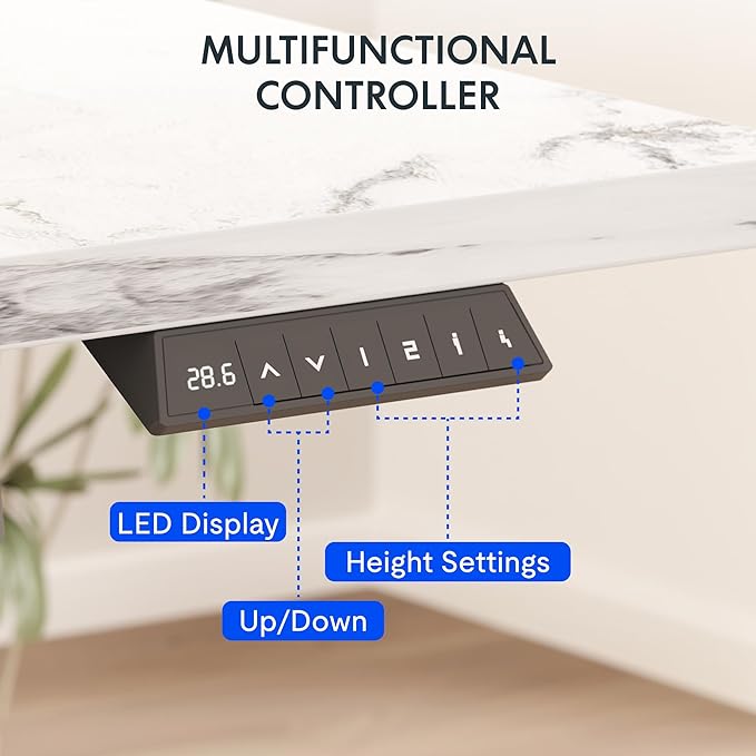 FLEXISPOT EN2 Whole-Piece Standing Desk with Clamp Power Strip, 48 x 30 Electric Stand Up Height Adjustable Desk with Cable Management (Gray Frame + 48" Marble Gray, 2 Packages)
