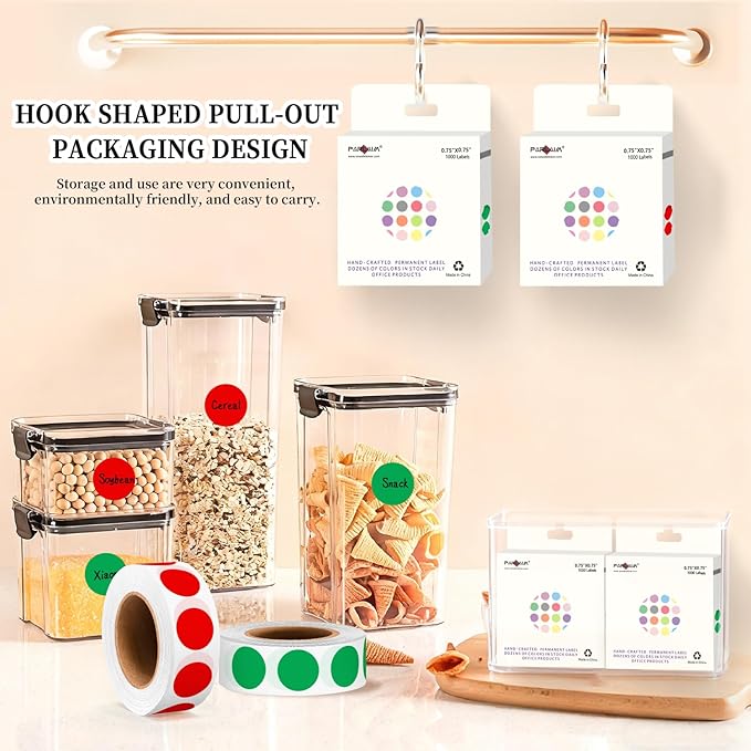 PARLAIM 2 Rolls 2000PCS 3/4" Round Circle Color-Code Dot Stickers,2 Color Style Colorful Coding Label Sticker for Home Office Classroom(Red+Green)