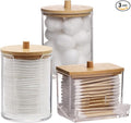 Tbestmax Bathroom Organizer Accessories Set-10 OZ Qtips Holder Storage with Bamboo Lids, Cotton Ball/Swabs Dispenser, Apothecary Container Jar 3 Pcs