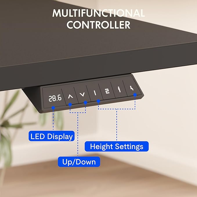 FLEXISPOT EN2 Whole-Piece Standing Desk with Clamp Power Strip, 60 x 24 Electric Stand Up Height Adjustable Desk with Cable Management (Black Frame + 60" Black Top, 2 Packages)