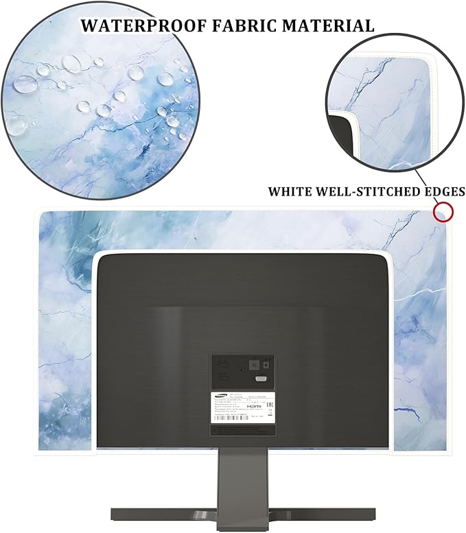 Baocicco Fashion Haze Blue Marble Screen TV Cover Cover 80 Inch Waterproof Full Body Covers for TV Display Screen Weatherproof Television Sleeve Compatible with Television LED LCD OLED TV