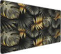 CANFLASHION Gaming Mouse Pad,Large Mouse Pads for Desk,Non-Slip Rubber Base Extended Mousepad,XXL Keyboard Mouse Mat,Stitched Edges Computer Keyboard Desk Pad,35.4x15.8inch,Black Gold Tropical Leaves