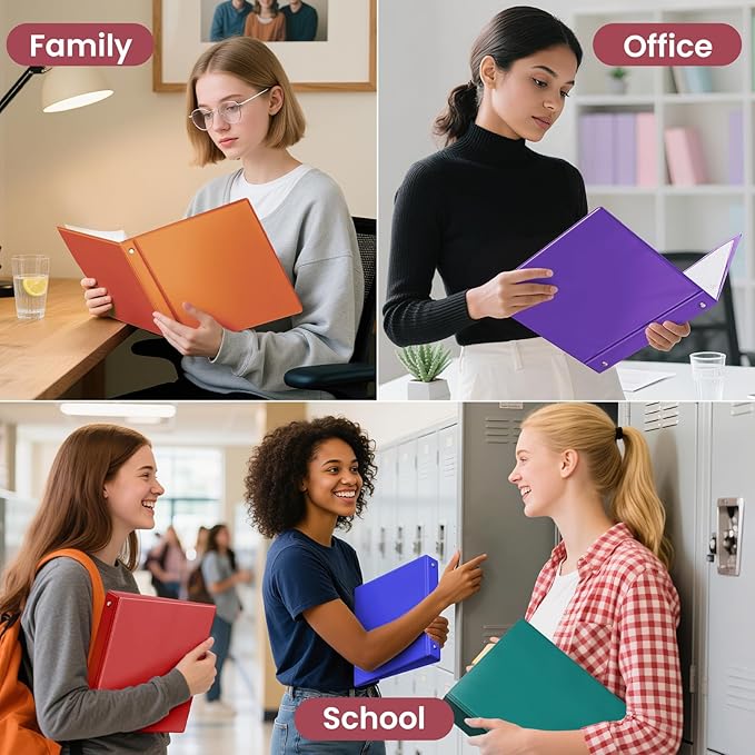 SUNEE 3 Ring Binder 2 Inch 1 Pack, Clear View Three Ring PVC-Free (Fit 8.5x11 Inches) for School or Office Supplies, Red