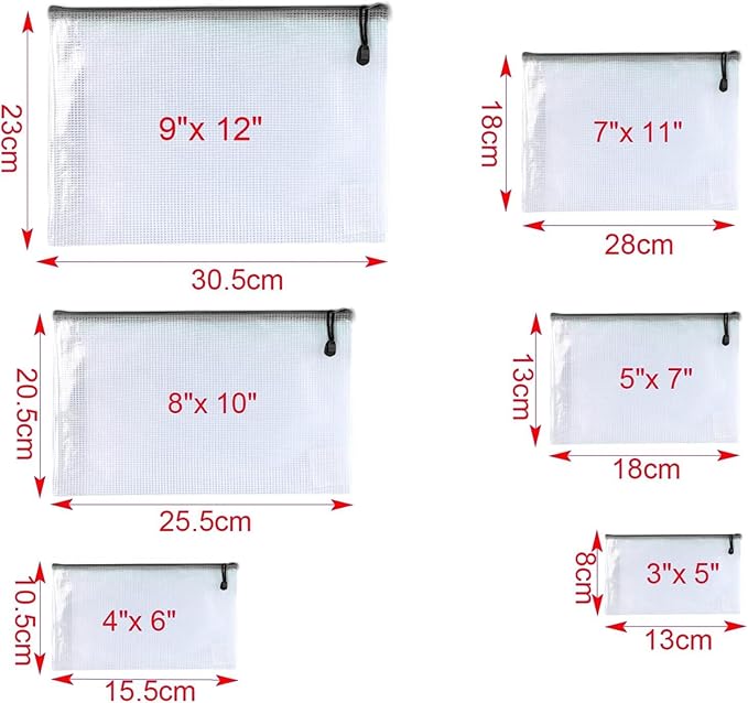 Oaimyy-18PCS-7 x 11" Mesh Zipper Pouch, Plastic Zip File Folders Puzzle Bags Large Reusable Zipper Pouches for Organizing Classroom Board Game Organization,Home Storage-(Multicolor)