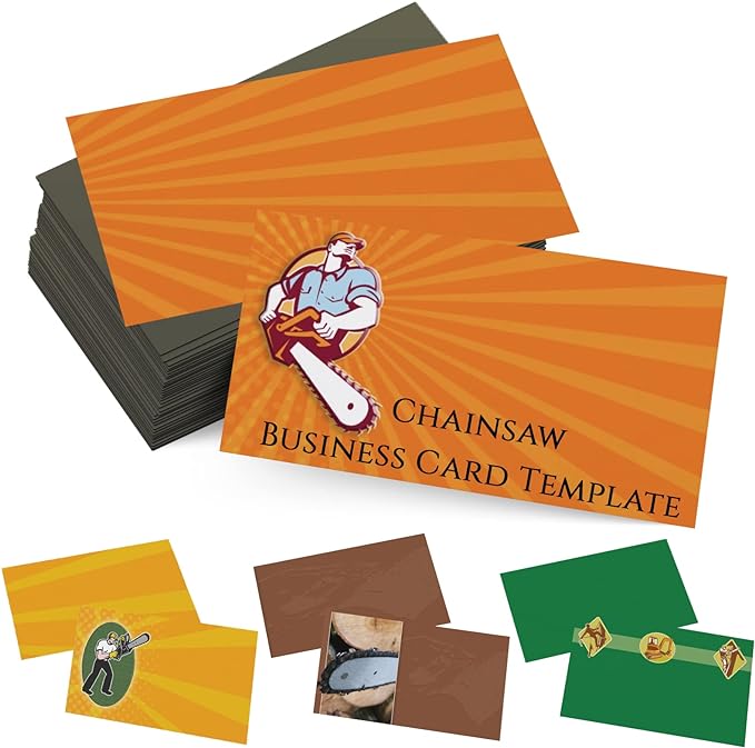 Custom Business Cards Personalized Business Cards for Small Business 300gsm Matte Paper Front & Back Sides Printed 3.5" x 2" - Chainsaw Template