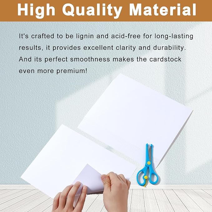 Silunkia 300 Sheets White Cardstock 8.5 x 11 Printer Paper, 75lb Heavyweight White Card Stock Certificate Paper for DIY Cards Making, Greeting Cards, Wedding Invitations, Anniversary Card
