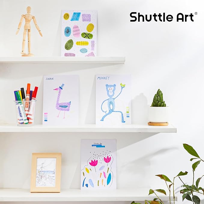Shuttle Art 216 Pack Washable Markers, 8 Assorted Colors Broad Line Conical Tip Large Markers Bulk with a Box, Bonus Caps, Home Classroom School Supplies for Toddlers Kids Adults Students Teachers…