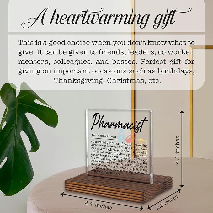 Pharmacist Gifts, Thank You Desk Sign for Pharmacy Professionals, Appreciation Plaque for Healthcare Staff, Recognition Office Decor for Pharmacist Week PA042
