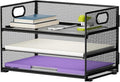 Marbrasse 3 Tier Paper Organizer Letter Tray, Mesh File Organizer with Handle, Paper Sorter Desk Organizer for Home Office Supplies