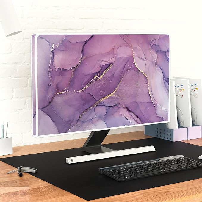Baocicco Fashion Violet Marble Waterproof TV Dust Cover 75 Inch Anti-Static Dustproof Creative Design TV Screen Cover TV Screen Covers Sleeve Compatible with PC Desktop and TV LED LCD OLED