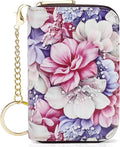 APHISON RFID Credit Card Holder Wallets for Women Leather Zipper Card Case for Ladies Keychain Wallet