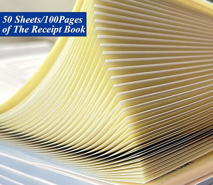 Thank You Receipt Book - 5.5" x 8.5" Cardboard 2-Part Carbonless Sales Invoice Book, 50 Sheets Invoice Pad with Cardboard for Small Business