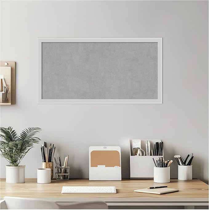 Amanti Art Silver Framed Magnetic Board 13x25 Small Vision Board for use with Magnets, 100% Metal Sheet to Display Items as Office Decor or for Home Organization in mudroom, Kitchen or Kids Room