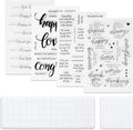UCEC 4 Sheets Words Clear Stamps for Card Making Silicone Stamp with 2 PCS Acrylic Stamp Block for Easter Birthday Holiday Card and DIY Scrapbooking Journal(Classic)