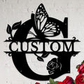 Personalized Custom Letter Name metal Signs,Custom Black Letter Monogram Wall Art Decor,Metal Signs Plaques Outdoor wall Decorative Signage (G)