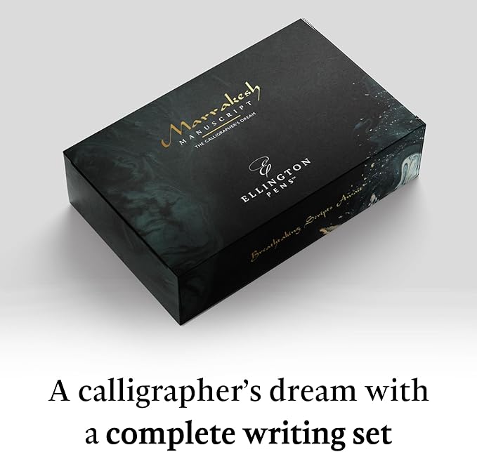Ellington Pens Luxury Calligraphy Set - Premium Fountain Pen with 6 Nibs, 50 ml Black Ink Bottle, 6 Cartridges, Converter, Elegant Gift Box – Perfect for Drawing, Writing, Gifting (Nautilus)