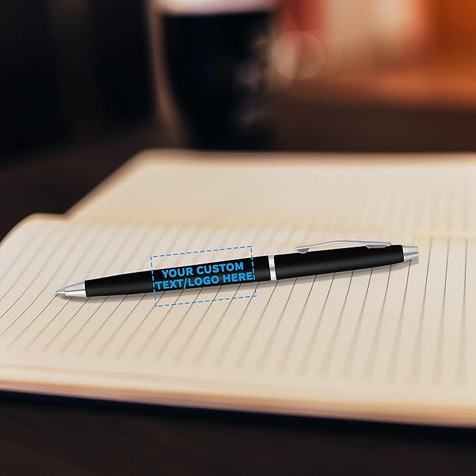 DISCOUNT PROMOS Custom Langham Ballpoint Pens Set of 50, Personalized Bulk Pack - Black Ink, Great for Office, School, Business, Tradeshows - Black