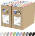 Oterri Cardboard File Organizer Box for Hanging File Folders Letter Size,File Box for Computer Desk,File Cabinet,Working Home,Office,Classroom (Brown, Letter Size - 2 Packs)
