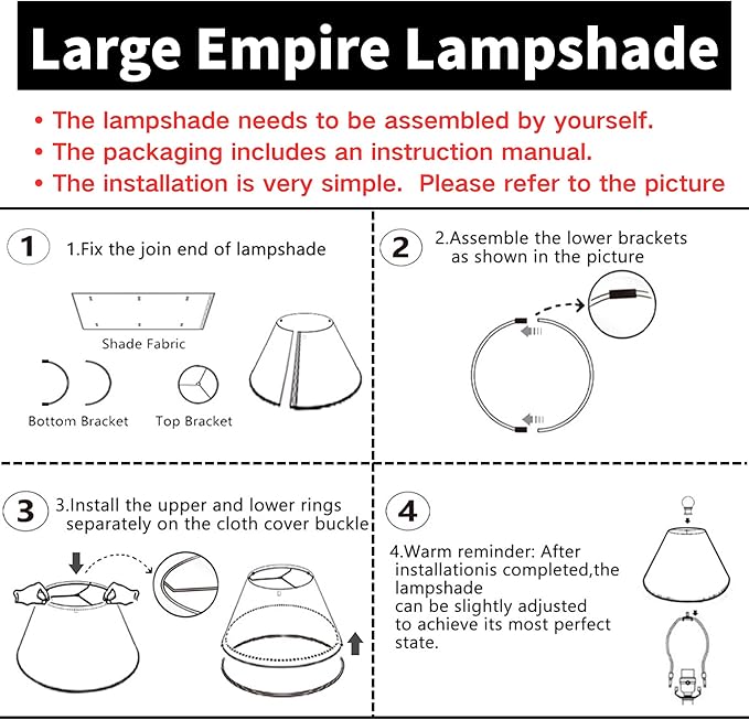 GO&SO 2pcs Pure White Large Lamp Shades,Empire Lamp Shade 6.5" Top x 16.3" Bottom x 10.5" High,Replacement Lamp Shade for Table Lamp,Floor Lamp,Natural Linen Hand Crafted Lamp Cover, Assembly Required