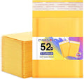 Ctarsthome 52Pack Yellow 3.5x5inch Kraft Bubble Mailers Small Business Mailing Packages Self-Sealing Paper Envelopes, Mailer Shipping Padded Envelopes with Strong Adhesion for Jewelry Makeup Supplies