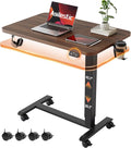 Agilestic Portable Standing Desk Height Adjustable, Mobile Table with Wheels, Small Size Sit Stand Table for Laptops, Rolling Desk for Home, 26" x 15.7"Computer Workstation, Dark Walnut