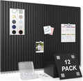 Smarpau Large Cork Board for Walls, 48"x36" Bulletin Board, 12 Pack Slat Felt Wall Tiles with Pushpins Removable Security Tabs, Pin Board for Office Wall Organizer Protector -Black