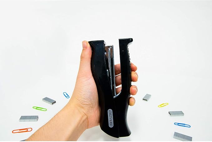 BAZIC Products Stand-Up Stapler w/500 Staples, Full Strip Size Standard (26/6), Black Durable Desktop Staplers, 48-Packs