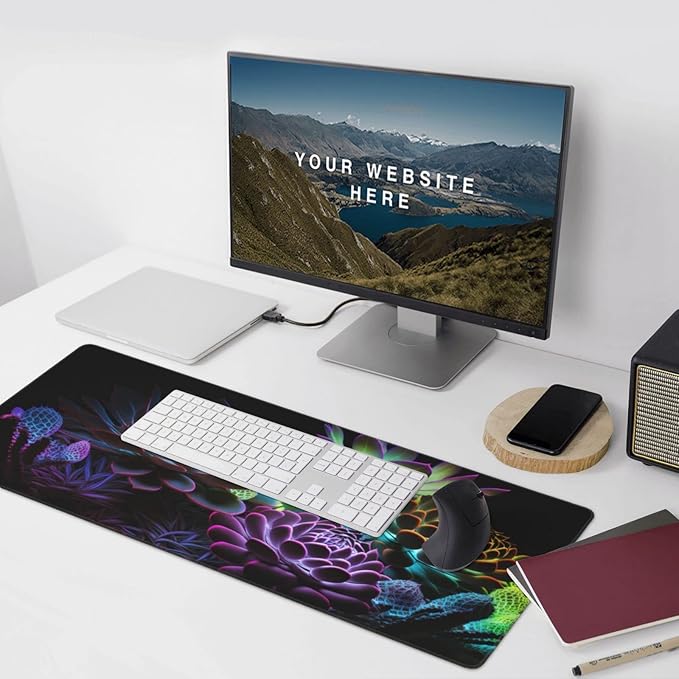 CANFLASHION Gaming Mouse Pad,Large Mouse Pads for Desk,Non-Slip Rubber Base Extended Mousepad,XXL Keyboard Mouse Mat,Computer Keyboard Desk Pad with Stitched Edges,35.4x15.8inch,Succulent Plants