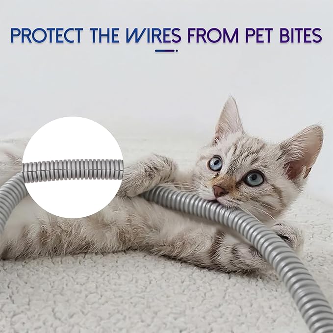 Split Wire Loom Tubing, 10,25ft Cord Protectors from Pets No Chew, Flexible Wire Covers Cord Protectors, Protective Split Cable Sleeve for Automotive Home Industrial Wires(Grey, 0.98inch-10ft)