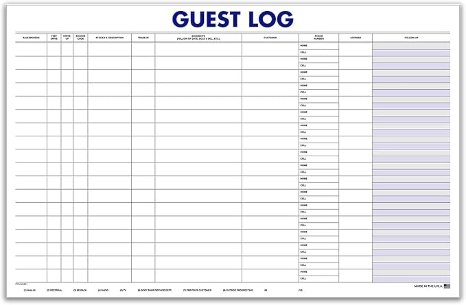 Guest Log Book for Automotive Dealerships – Customer Sign-in Tracking Log – 17" × 11" Visitor Registration Book – 100-Sheet Pad for Auto Service Centers, Repair Shops, Lead Management - 3 Pad