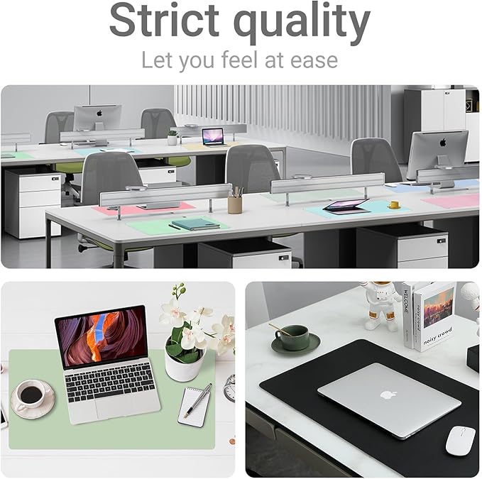 Boutilon Leather Desk Pad Protector,Non-Slip Mouse Pad,Laptop Desk Pad,Office Mouse Mat,Waterproof Leather Desk Blotter,Desk Writing Pad for Office and Home (XL-White,35.4"x 15.7")