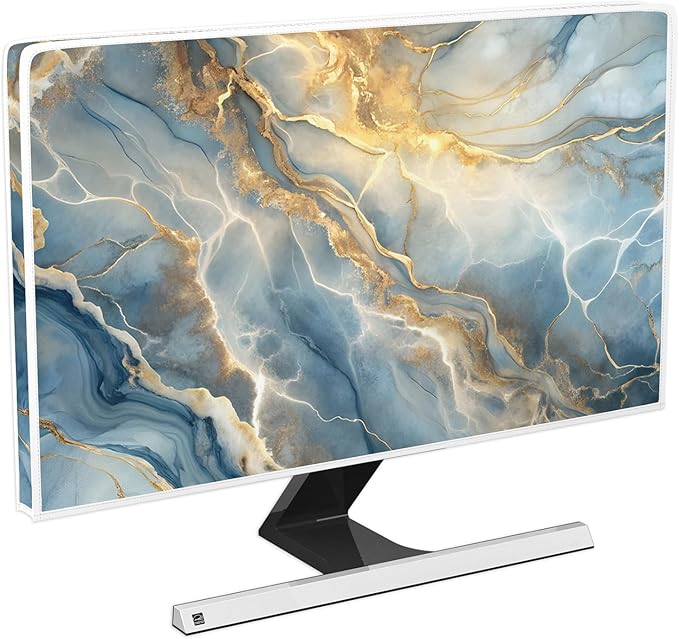 Baocicco Gold Blue Waterproof Screen TV Cover 37, 38, 39 Inch Modern Full Body Covers for Television Screen Panel Case TV Sleeve Compatible with Television LCD LED PC, Desktop and Home TV