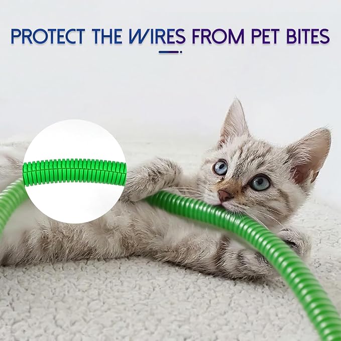 Split Wire Loom Tubing,10,25ft Cord Protectors from Pets No Chew, Flexible Wire Covers Cord Protectors, Protective Split Cable Sleeve for Automotive Home Industrial Wires(Green, 0.51inch-25ft)
