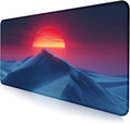 Mountain Peak Beautiful Scenery Game XXL Mouse Pad, Sunset Hill Extended Computer Decorative Table Pad with Stitched Edge Anti Slip Base Mouse Pad 35.4 x 15.7 x 0.12 Inches