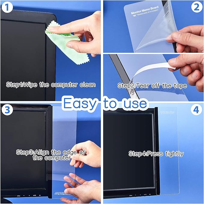 Zonon 6 Pieces Computer Monitor Notes Screen Monitor Memo Board Sticky Note Holder Message Board Computer Side Panel for Office Home Desktop Left and Right