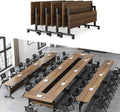 Conference Table,Folding Conference Room Tables with Flip-Top Design,6 Pack Large Mobile Training Table,Rolling Seminar Meeting Table with Wheels,Modular Seminar Tables for Office Meeting (55.1in)