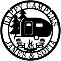 Personalized Happy Camper Metal Sign, Custom Happy Camper Yard Sign, Hanging Camping Sign, Camper Decor, RV Decor, Custom Campground Sign, Personalized Campground Gift