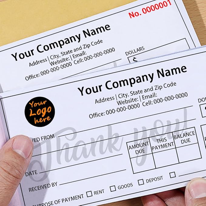 Personalized Invoice Book Custom 2 Part/3 Part Receipt Book Quote Estimate Order Forms Carbonless Form with Your Company Name Logo Address,2-10 Books (Style 1)