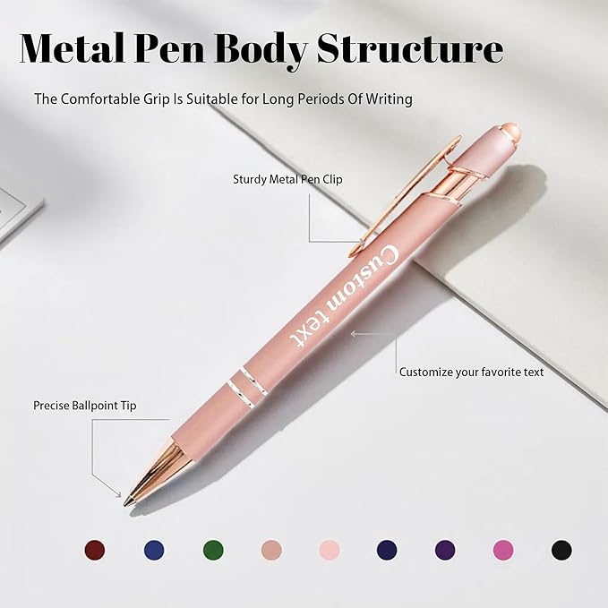Bulk Custom Personalized Pens with Business Logo Retractable Ballpoint Pen with Stylus tip Appreciation Gifts for Coworkers Smooth Writing Black Ink for School Office Friends Supplies 10-Pack Red