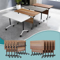 Conference Table Flip Top Mobile Conference Room Tables,Folding Conference Table with Wheels,Large Meeting Training Seminar Table Saving Space for Office Classroom(10B,61'')