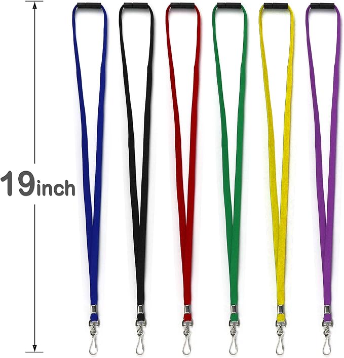 Ollain 25 Pack Breakaway Lanyard with J-Hook Bulk Flat Lanyards for Name tag ID Badges