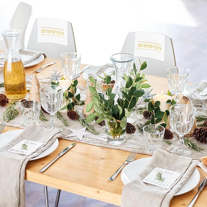 20 Pcs Reserved Chair Signs Cloth Church Placeholder Reserved Pew Signs Chair Reserved Seat Coverswith Printed Words For Weddings, Churches, Eceptions, Cinema,Celebrations, Parties and Events (White)