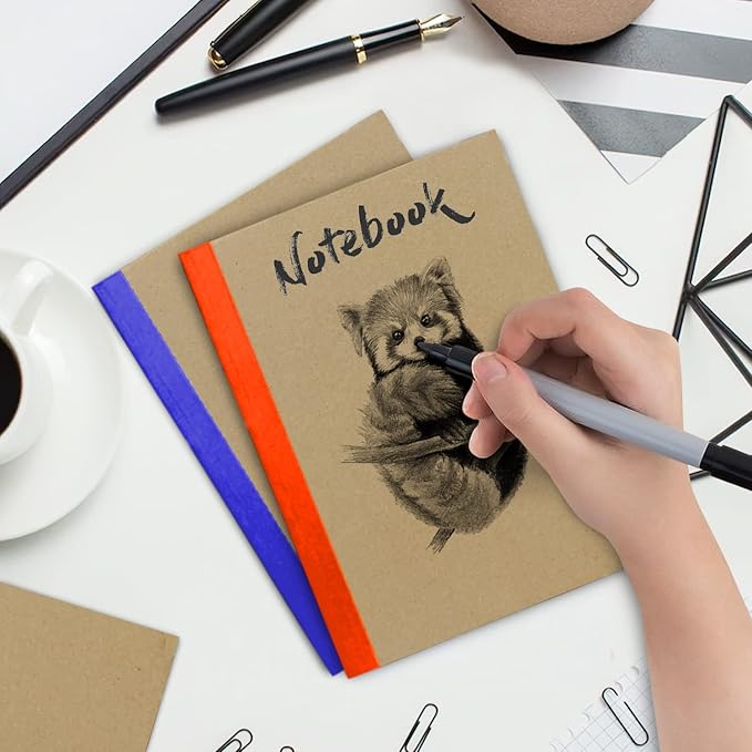 Rosmonde 50 Pack A5 Kraft Journal, Extra Pages - 120 Pages (60 Sheets), Long Lasting, Wide Ruled, 8 x 5.7 Kraft Notebook, Bulk Journal Notebook A5, Bulk Composition Notebooks, Bulk Notebook for School