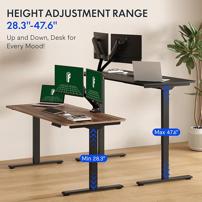 FLEXISPOT 71x32 Inch Large Dual Motor Electric Standing Desk, Black Walnut - 198 lbs Heavy-Duty Capacity, Ideal for Home Office, Creative Studio, or Multi-Monitor Setup