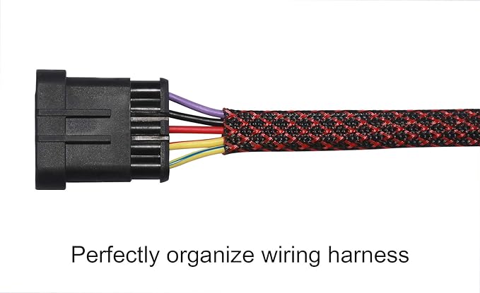 25ft - 3/4 inch PET Expandable Braided Sleeving – BlackRed – Alex Tech Braided Cable Sleeve