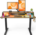 ErGear Standing Desk with LED Strip, 48″ x 24″ Electric Height Adjustable RGB Gaming Table with Shelf, Sit Stand Desk with Dual Cable Holes, C-Clamp Mount Compatible, 4 Preset Heights, Vintage Brown