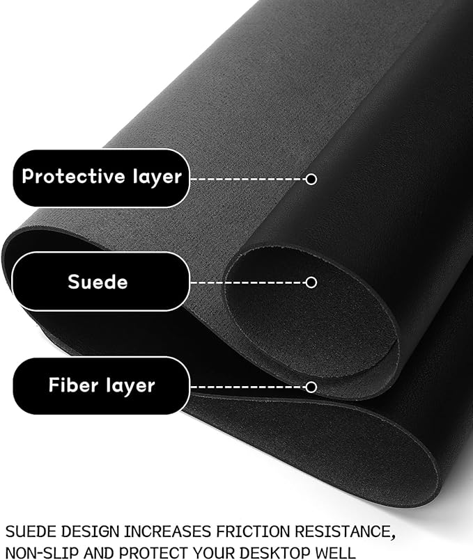 YSAGi Non-Slip Leather Desk Pad L Size, Waterproof Laptop Computer Desk Keyboard Mat, Table Protector Blotter Mat, Large Mouse Pad for Office/Work/Home/Decor(Black, 35.4" x 17")